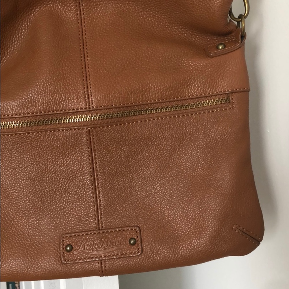 Lucky Brand brown leather cross body bag foldover